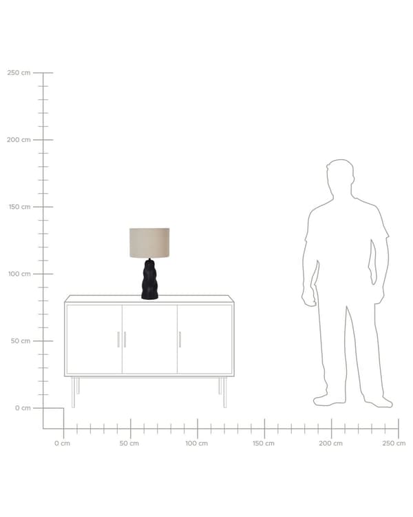 Bordlampe Svart Keramikk 30 x 30 x 51 cm Kjegleformet skjerm i beige Moderne design Belysning Stue Soverom Nattlampe