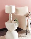 Miniatyrbilde 4 av 9: Bordlampe Beige Keramikk 30 x 30 x 51 cm Kjegleformet skjerm i beige Moderne design Belysning Stue Soverom Nattlampe