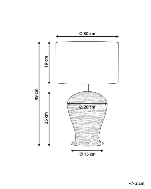 Bordlampe Rattan H 49 cm Moderne Natbordslampe med Cylinder Lampeskærm Lampefod Sengelampe Bord Lampe til Natbord