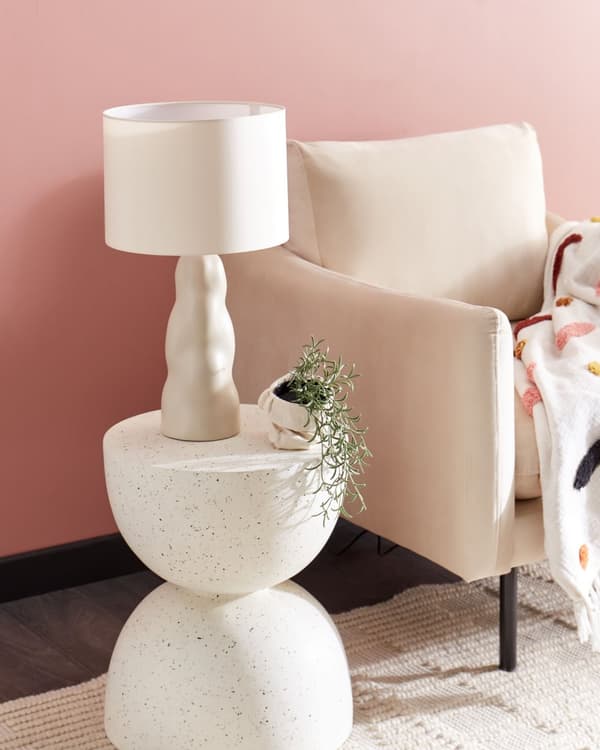 Bordlampe Beige Keramik H 51 cm Moderne Natbordslampe med Cylinder Lampeskærm Lampefod Sengelampe Bord Lampe til Natbord