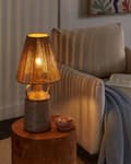 Miniatyrbillede 2 af 10: Bordlampe Taupe Papirreb H 51 cm Moderne Natbordslampe med Kegleformet Lampeskærm Lampefod Sengelampe Bord Lampe til Natbord