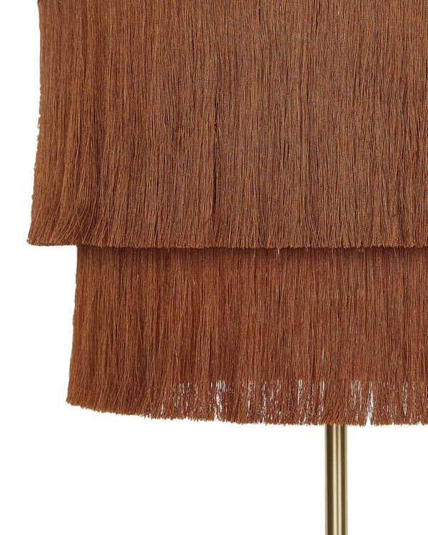 Gulvlampe Brun Gull Lin Metall 137 cm Skjerm med frynser Moderne design Dekorasjon Belysning Stålampe Stue Kontor Soverom