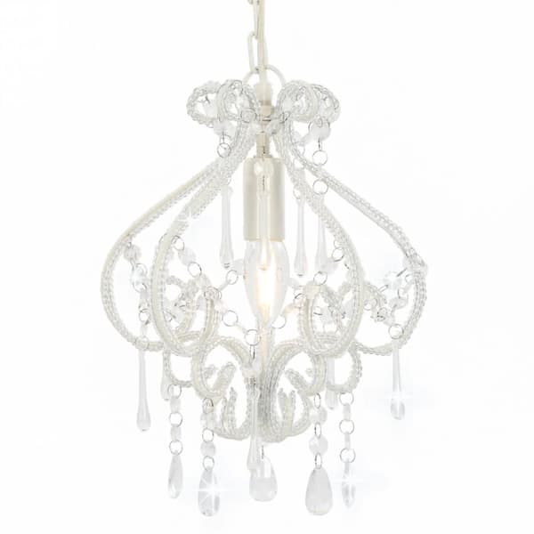 loftlampe med perler rund E14 hvid