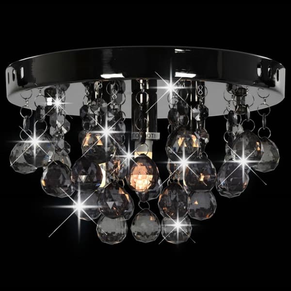 loftlampe med røgfarvede perler rund G9 sort