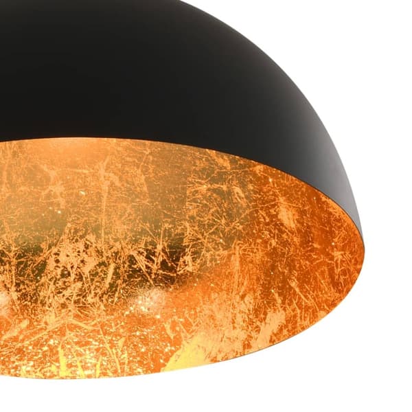 loftslamper 2 stk. halvkugle E27 sort og guldfarvet