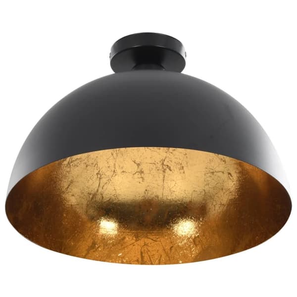 loftslamper 2 stk. halvkugle E27 sort og guldfarvet