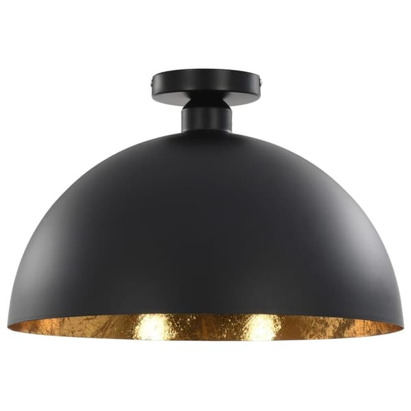 loftslamper 2 stk. halvkugle E27 sort og guldfarvet