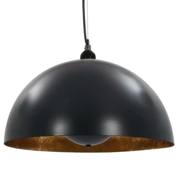loftslamper 2 stk. halvkugle 40 cm E27 sort og guldfarvet