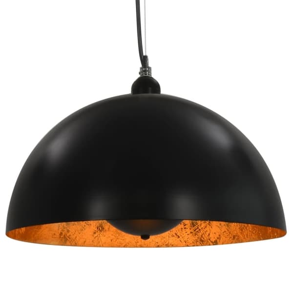 loftslamper 2 stk. halvkugle 40 cm E27 sort og guldfarvet