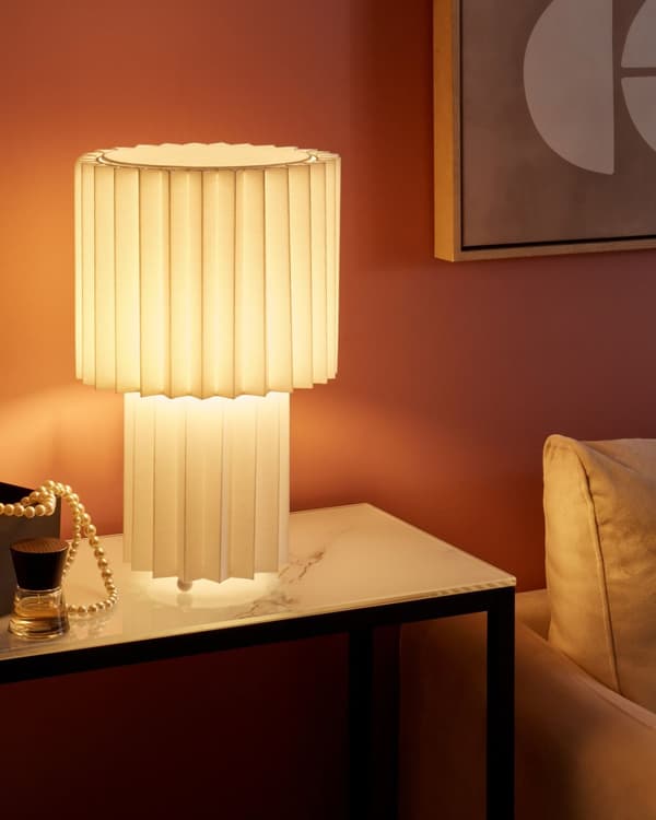 Bordlampe Hvit Lin 40 cm Moderne design Dekorasjon Belysning Stue Soverom Nattlampe
