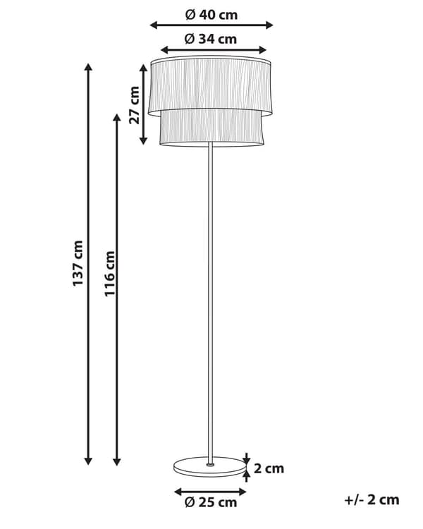Gulvlampe brun metal justerbar frynse skærm moderne industriel stil