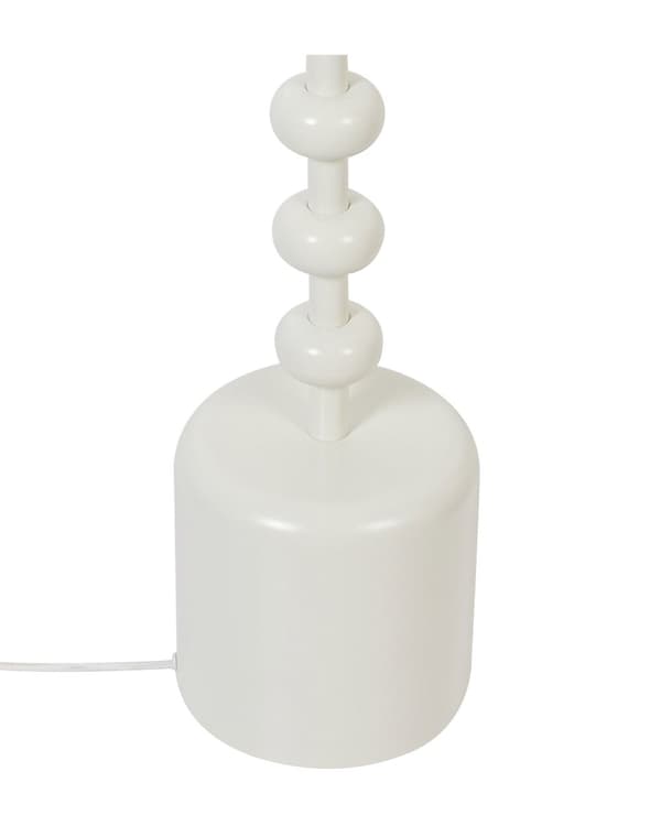 Gulvlampe hvid metalperlefod 160 cm hørskærm moderne stil