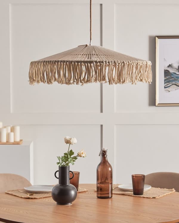 Anheng Tassel Lampe Hvit Papir Tau Håndvevde Frynser Bohemian Stil Lys