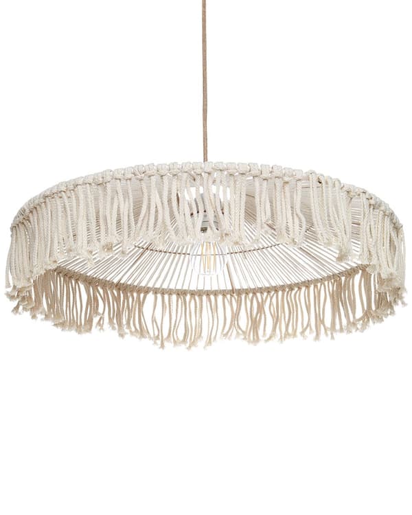Anheng Tassel Lampe Hvit Papir Tau Håndvevde Frynser Bohemian Stil Lys
