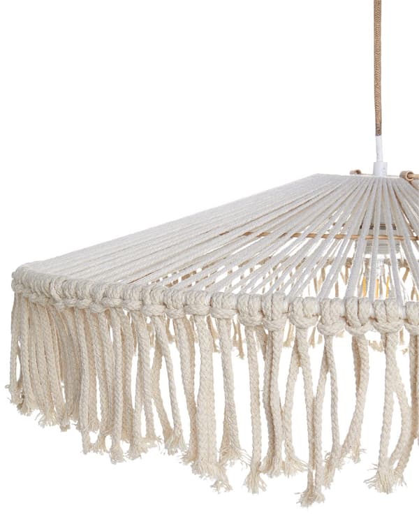 Anheng Tassel Lampe Hvit Papir Tau Håndvevde Frynser Bohemian Stil Lys