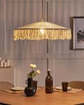 Miniatyrbilde 2 av 8: Anheng Tassel Lampe Hvit Papir Tau Håndvevde Frynser Bohemian Stil Lys