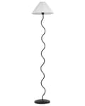 Miniatyrbilde 1 av 10: Gulvlampe med svart og hvit metallsokkel Plissert lampeskjerm i plast Vintage Retro-stil