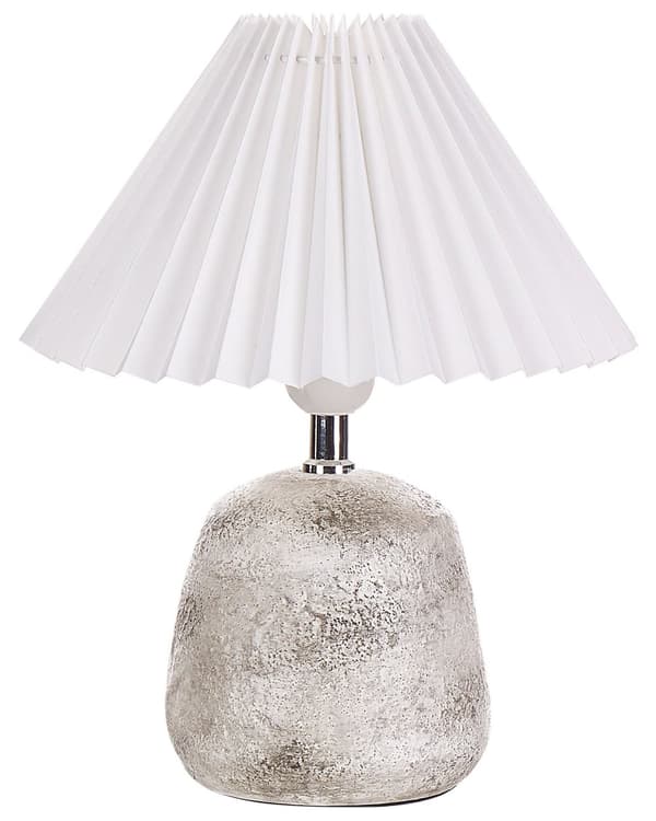 Sett med 2 bordlamper Hvit og grå keramikksokkel Plissert syntetisk skjerm Nattbord nattbordslampe
