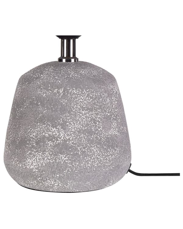 Sett med 2 bordlamper Svart og grå keramikksokkel Plissert syntetisk skjerm Nattbord nattbordslampe