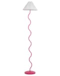 Miniatyrbilde 1 av 10: Gulvlampe med rosa og hvit metallsokkel Plissert lampeskjerm i plast Vintage Retro-stil