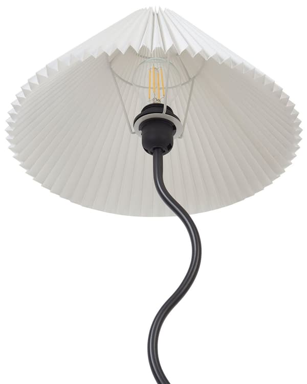 Gulvlampe sort/hvid metal syntetisk skærm vintage retro stil