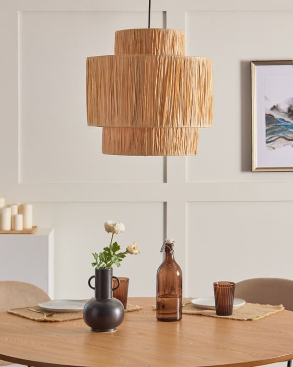 Pendellampe naturfarve palmeblad naturlig boho-stil