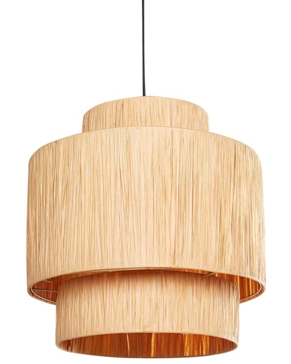 Pendellampe naturfarve palmeblad naturlig boho-stil