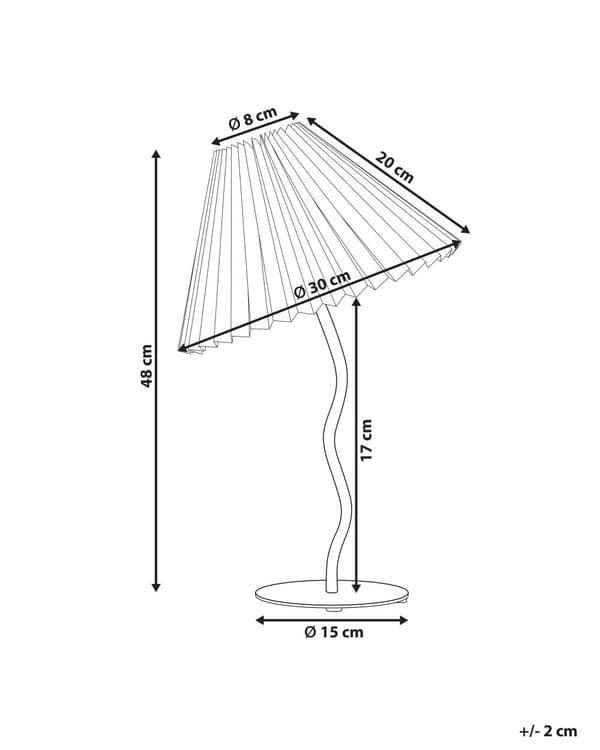 Bordlampe hvid 48 cm jern plast krympet kegle lampeskærm håndlavet moderne