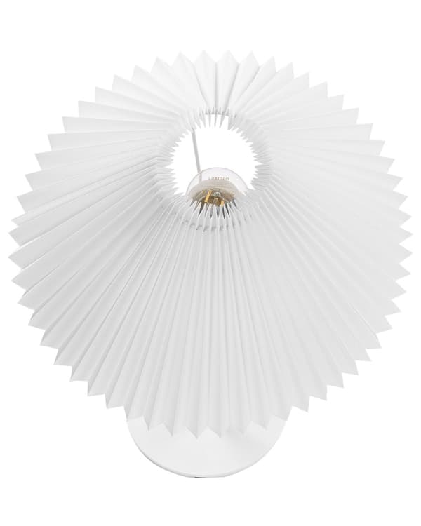 Bordlampe hvid 48 cm jern plast krympet kegle lampeskærm håndlavet moderne