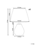 Miniatyrbillede 3 af 10: Bordlampe Grå Keramik H 31 cm sæt af 2 Moderne Natbordslamper med Papir Lampeskærm Sengelampe Bord Lampe til Natbord