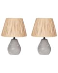 Miniatyrbillede 1 af 10: Bordlampe Grå Keramik H 31 cm sæt af 2 Moderne Natbordslamper med Papir Lampeskærm Sengelampe Bord Lampe til Natbord
