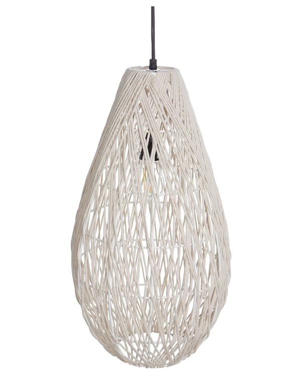Riippuvalaisin beige 31 x 253 cm puuvilla rauta käsintehty verkkovarjostin hajavalo boho
