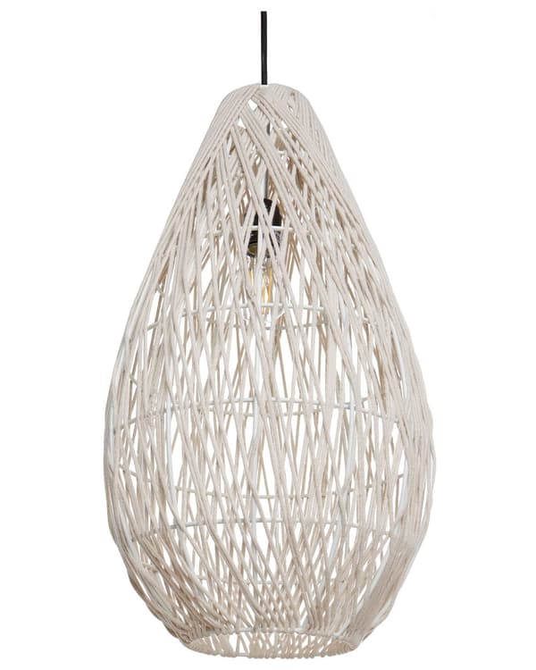 Riippuvalaisin beige 31 x 253 cm puuvilla rauta käsintehty verkkovarjostin hajavalo boho