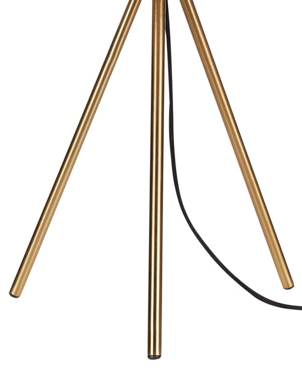 Pöytävalaisin beige kulta 25 x 48 cm puuvilla rauta kolmijalkainen sylinterivarjostin moderni