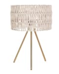 Pikkukuva 1 / 9: Pöytävalaisin beige kulta 25 x 48 cm puuvilla rauta kolmijalkainen sylinterivarjostin moderni