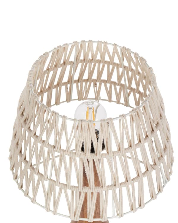 Pöytävalaisin beige tumma 22 x 47 cm puuvilla mangopuu sylinterivarjostin käsintehty moderni