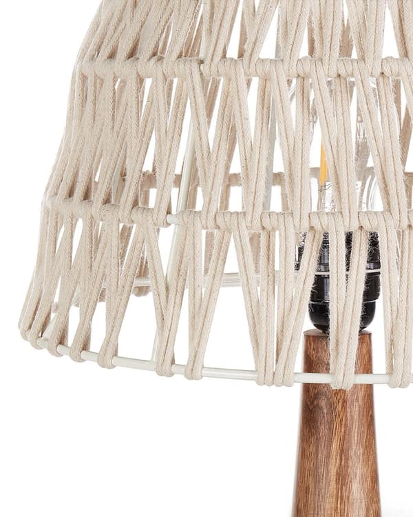 Pöytävalaisin beige tumma 22 x 47 cm puuvilla mangopuu sylinterivarjostin käsintehty moderni