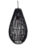 Miniatyrbilde 5 av 8: Pendellampe Svart bomullstau med burskjerm Japandi Hengende lampe Natural stil