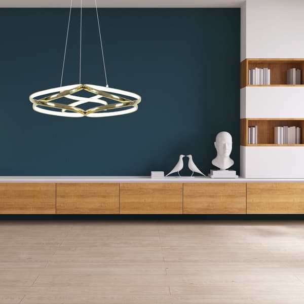 Moderne LED-loftslampe + pilotapp794-cp fladt guld