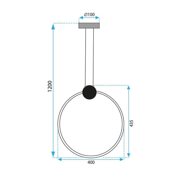 LED loft lampe APP1395-cp sort 40 cm
