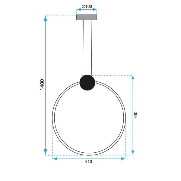 LED loft lampe APP1398-cp sort 50 cm