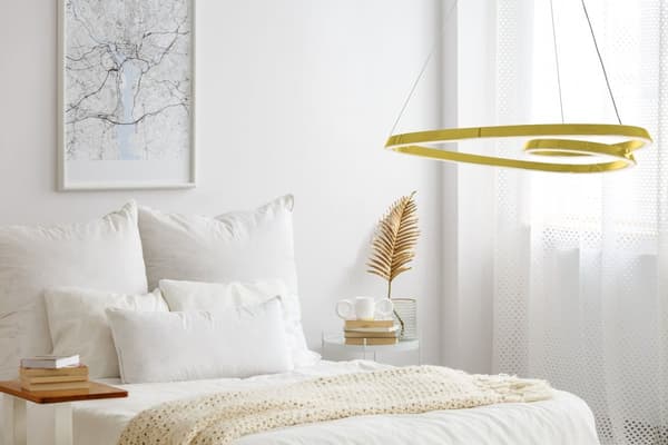 Hængende loftslampe LED APP797-CP Guld + fjernbetjening