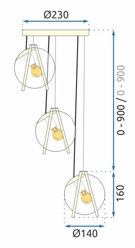 Hængende lampe APP1090-3CP guld