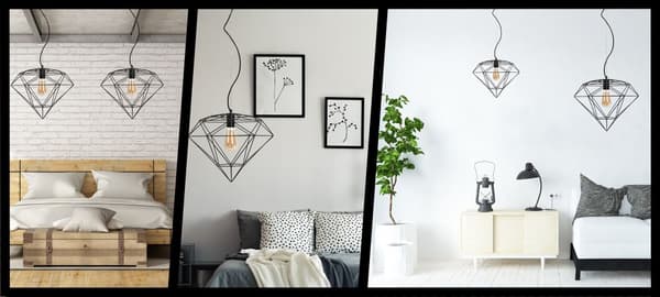 Diamond Hanging Lamp Metal Loft App563-1CP Black