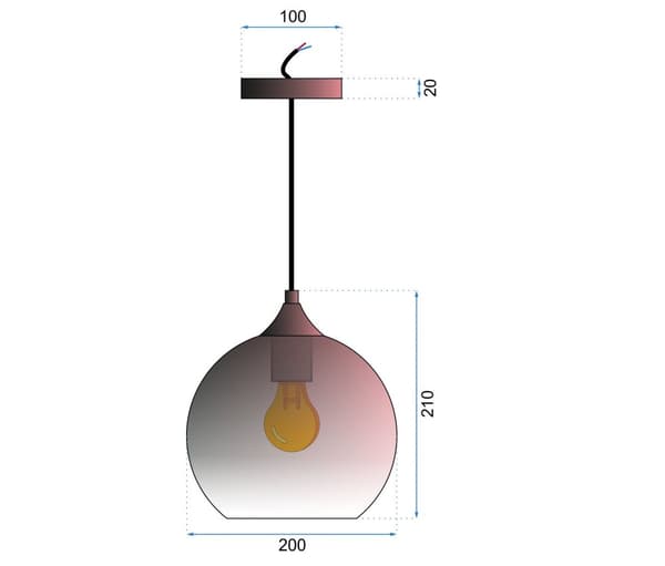 APP313-1CP glas hängande lampa rosa guld