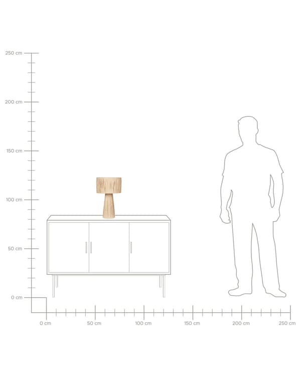 Pöytävalaisin luonnonväri 41 cm raffiapalmu käsintehty sylinterivarjostin boho