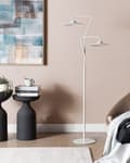 Pikkukuva 4 / 11: Lattiavalaisin valkoinen 140 cm rauta integroitu LED-valo 2 polttimoa käsintehty USB-ladattava moderni