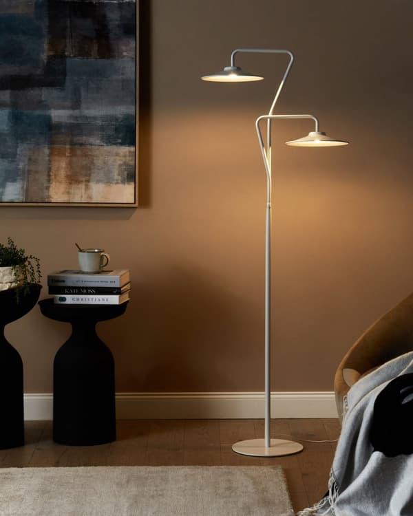 Lattiavalaisin valkoinen 140 cm rauta integroitu LED-valo 2 polttimoa käsintehty USB-ladattava moderni