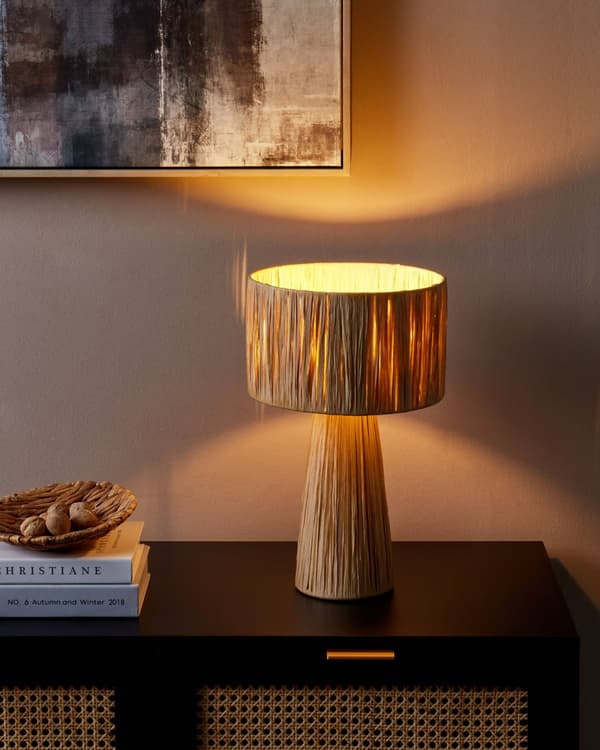 Bordlampe Naturlig raffia Bohemsk stil Håndlaget Belysning Dekorasjon