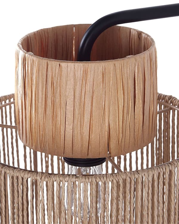 Sæt med 2 væglamper Naturlig Raffia papir reb lampeskærm Boho stil lysarmatur Håndlavet Stue Soveværelse